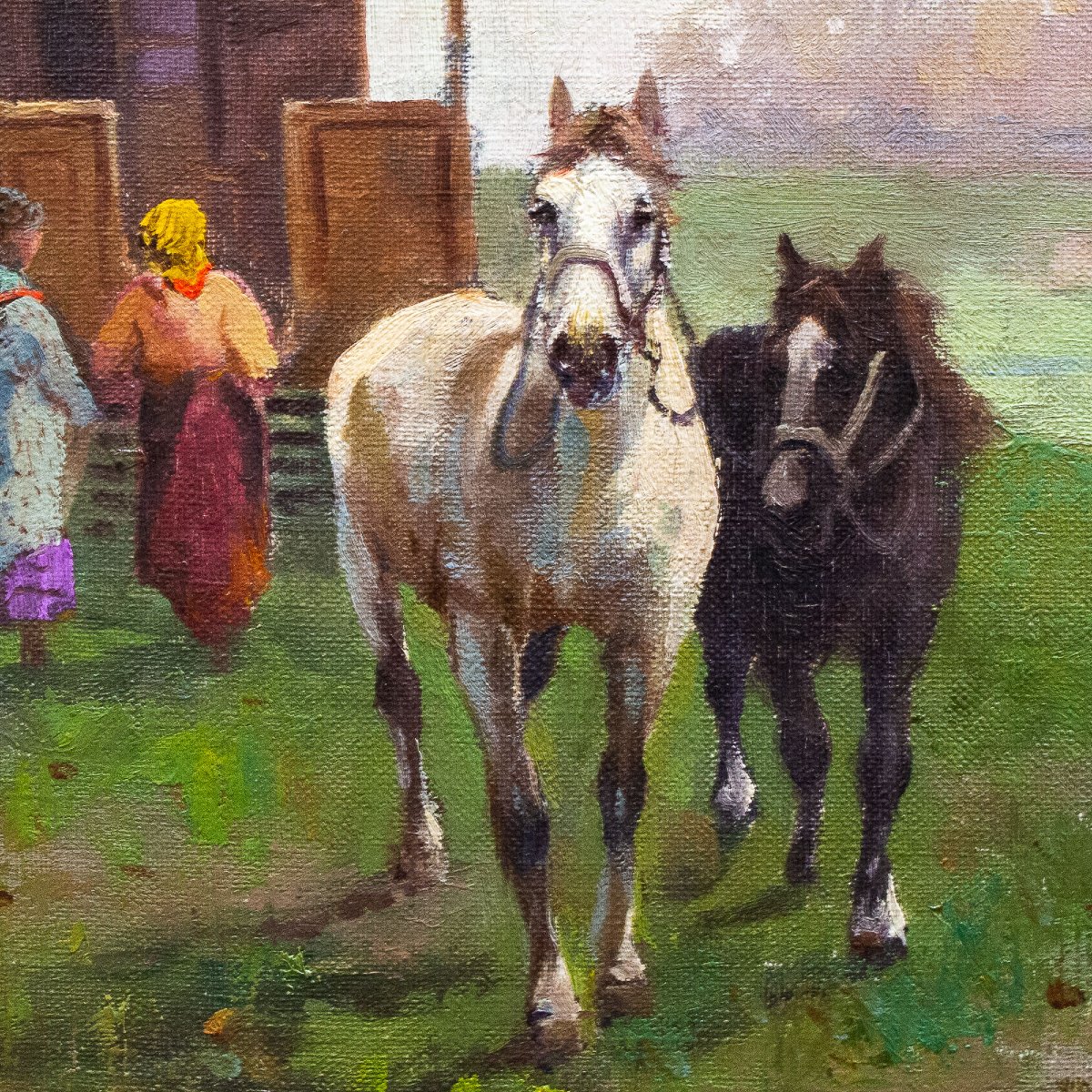 Leonardo Roda, "Nomadi", olio su tela, firmato, Primi del '900-photo-7