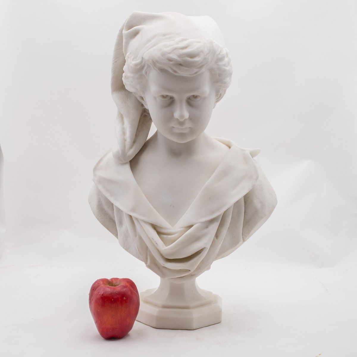 Scultura in marmo "Il Giovane Contemplativo", Fine '800/Inizio '900-photo-3
