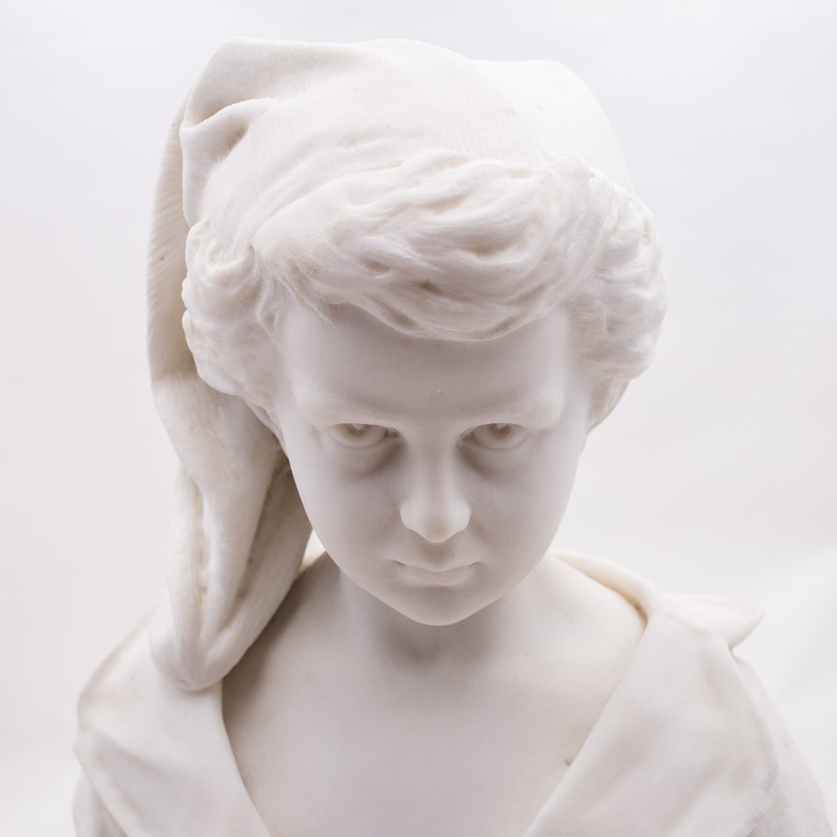 Scultura in marmo "Il Giovane Contemplativo", Fine '800/Inizio '900-photo-1