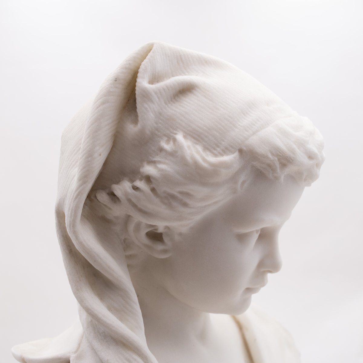 Scultura in marmo "Il Giovane Contemplativo", Fine '800/Inizio '900-photo-6