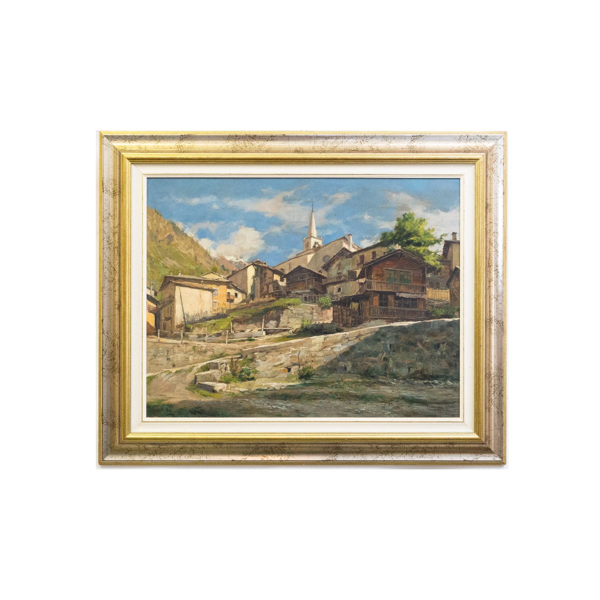 Giuseppe Gheduzzi, "Valtournenche", olio su compensato, Epoca '900-photo-2