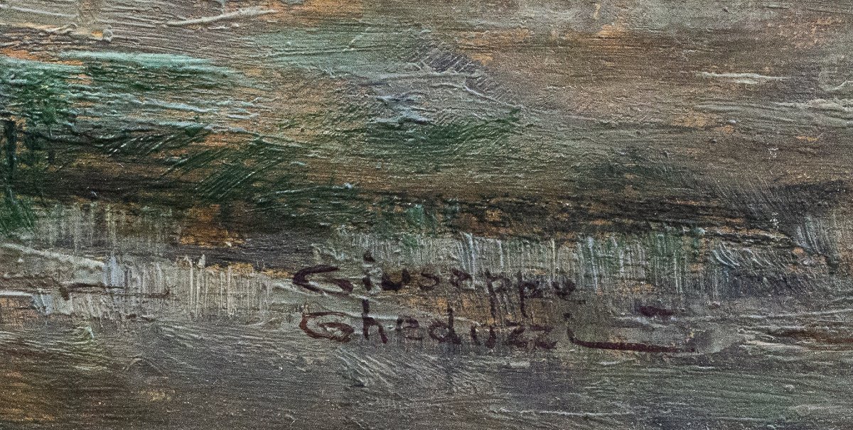Giuseppe Gheduzzi, "Valtournenche", olio su compensato, Epoca '900-photo-3