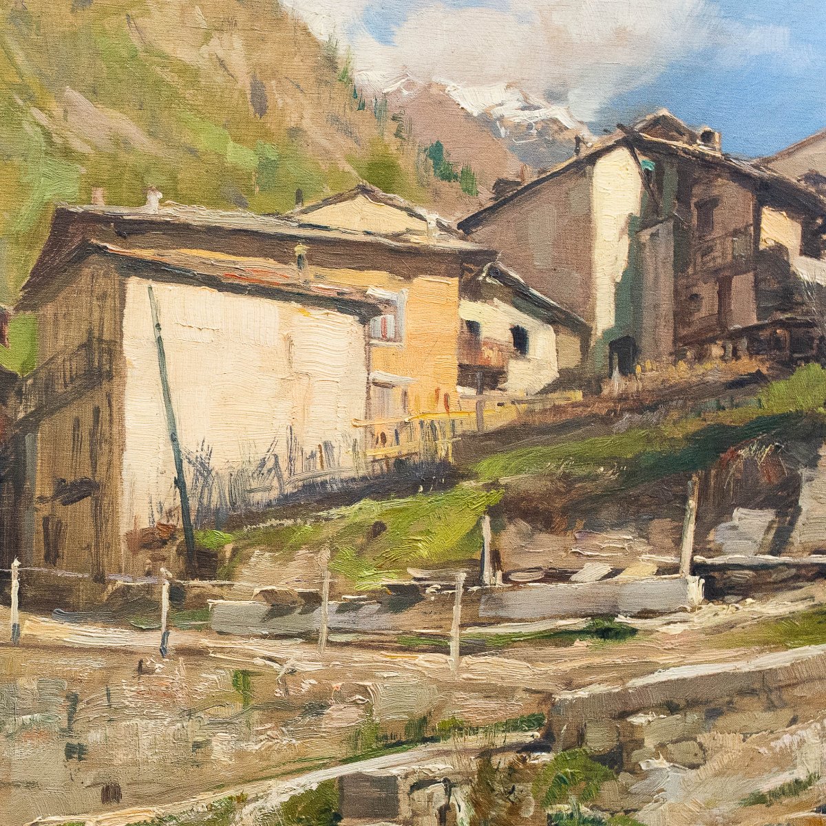Giuseppe Gheduzzi, "Valtournenche", olio su compensato, Epoca '900-photo-1