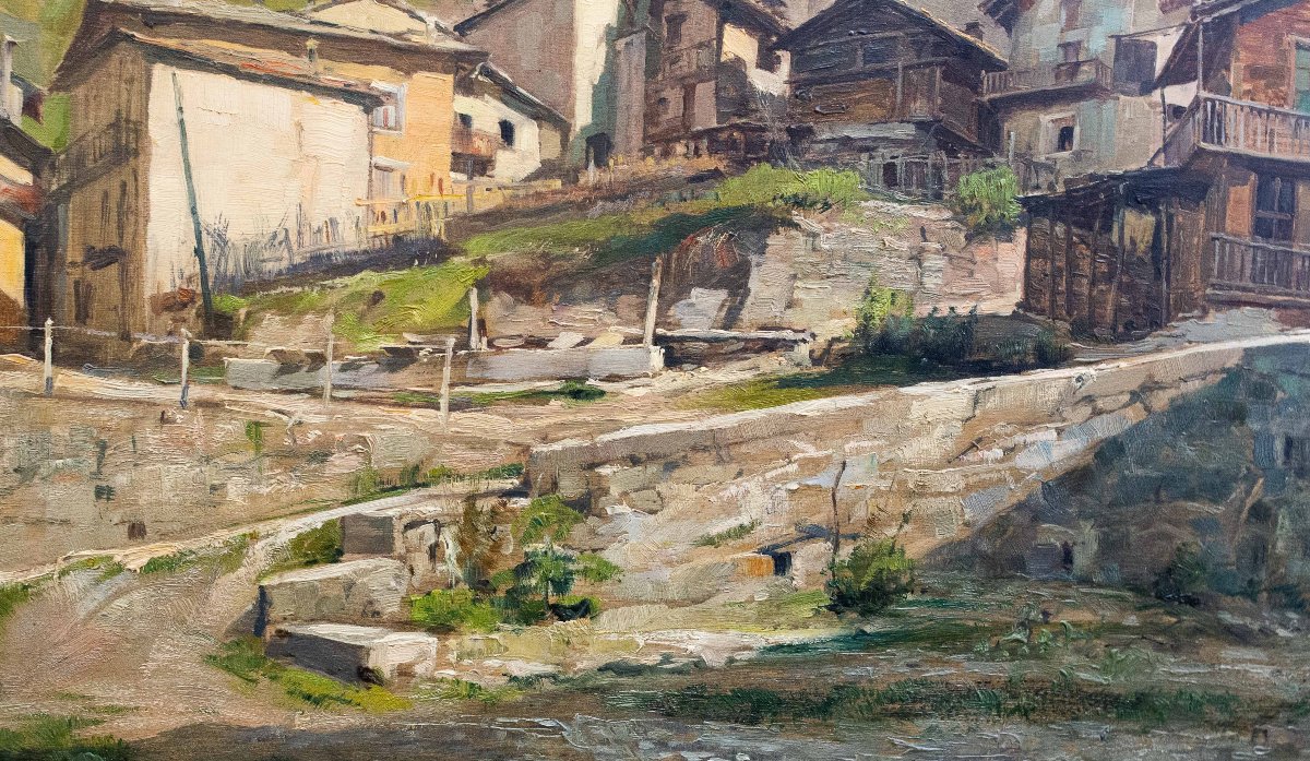 Giuseppe Gheduzzi, "Valtournenche", olio su compensato, Epoca '900-photo-2