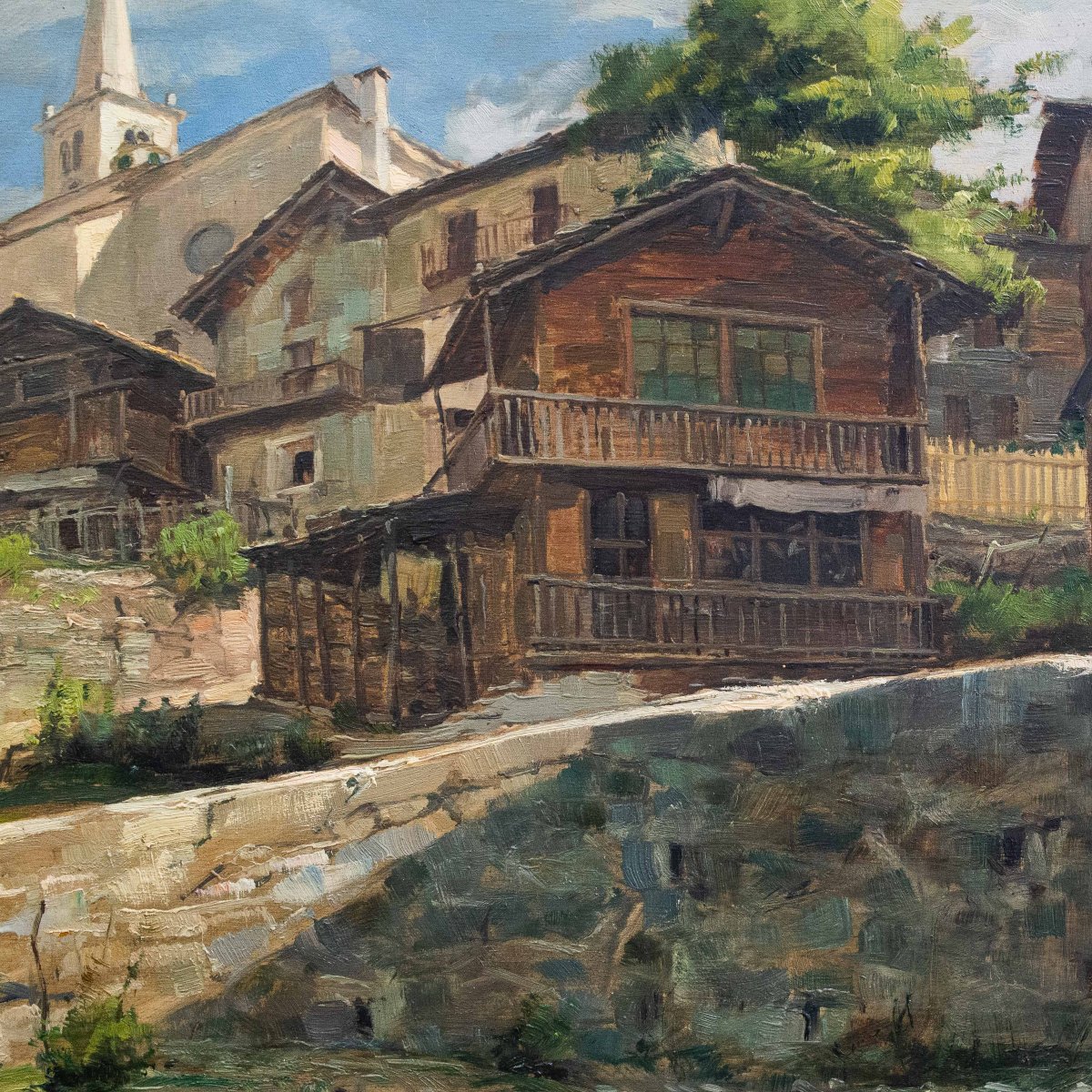 Giuseppe Gheduzzi, "Valtournenche", olio su compensato, Epoca '900-photo-6