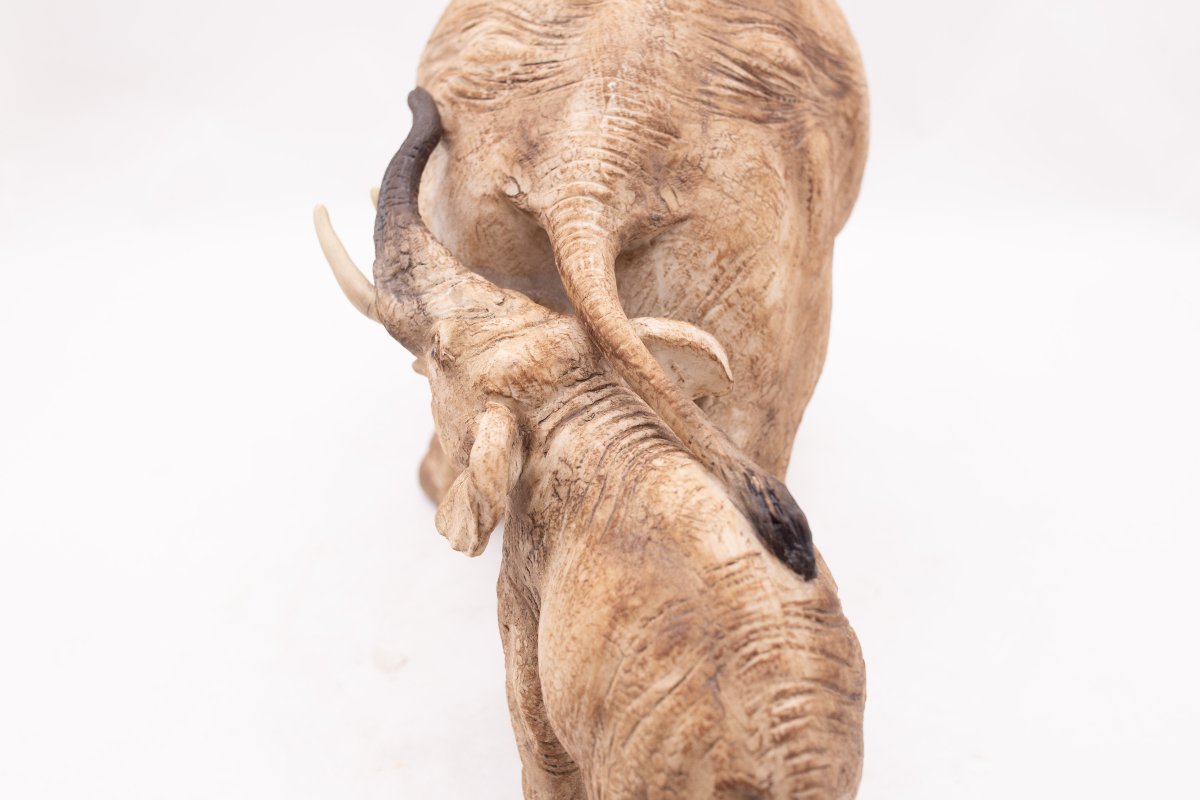 Cacciapuoti, "Elefanti", scultura in terracotta, firmata, Anni '40-photo-7