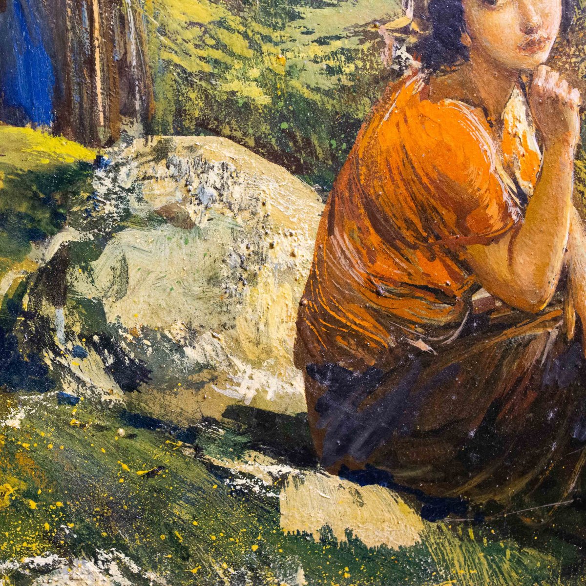 Gino Federici, “Scena pastorale alpina”, olio su tela, firmato, XX Secolo-photo-6