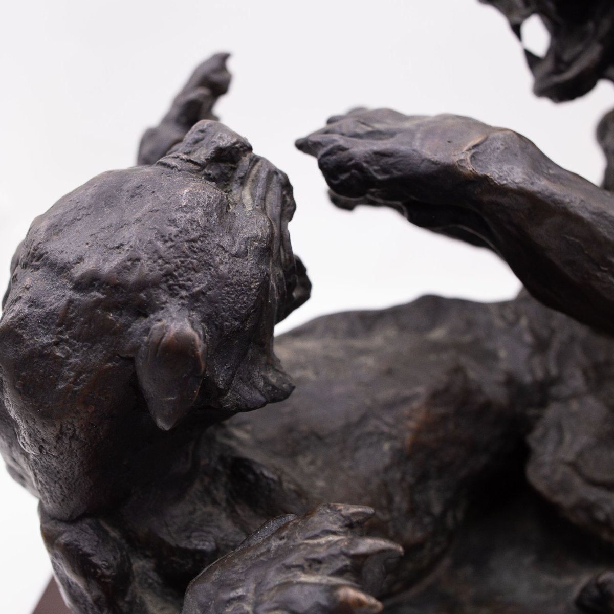 "Animali in lotta" scultura in bronzo di Antonio Ligabue, Anni '40-photo-3