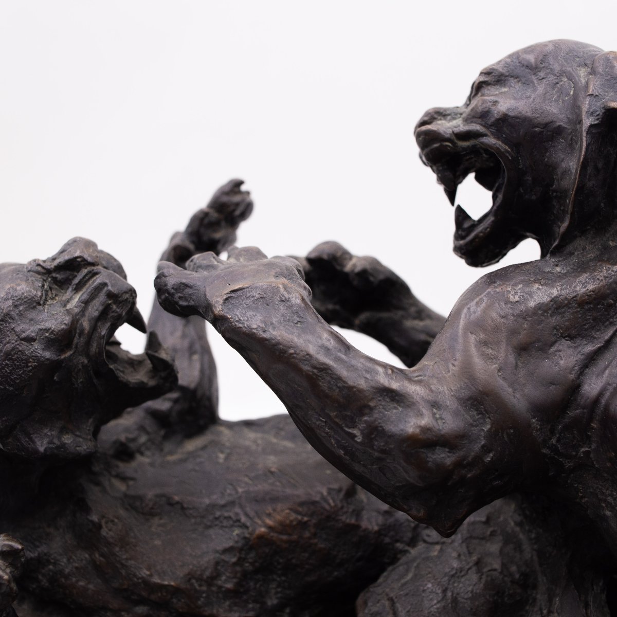 "Animali in lotta" scultura in bronzo di Antonio Ligabue, Anni '40-photo-7
