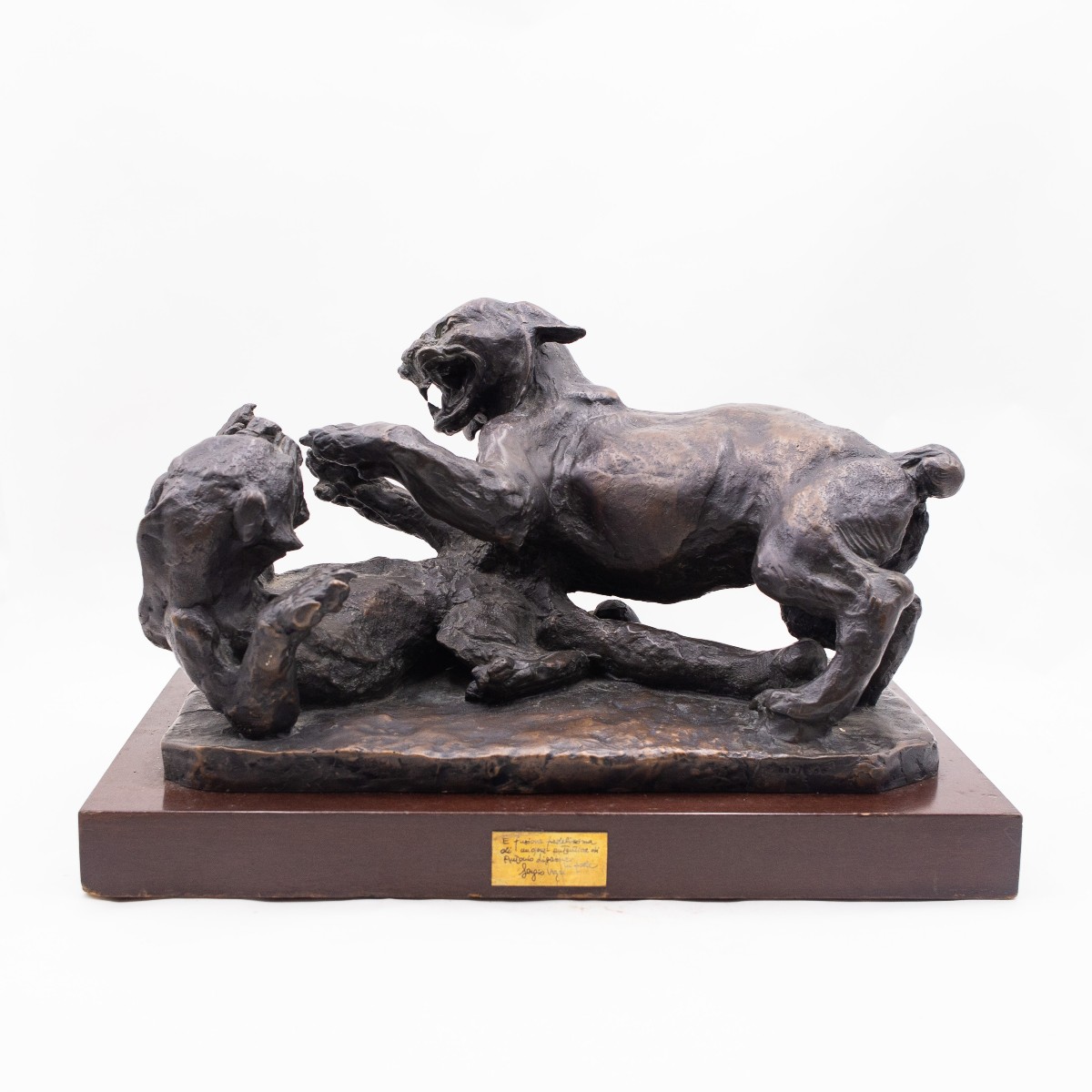 "Animali in lotta" scultura in bronzo di Antonio Ligabue, Anni '40