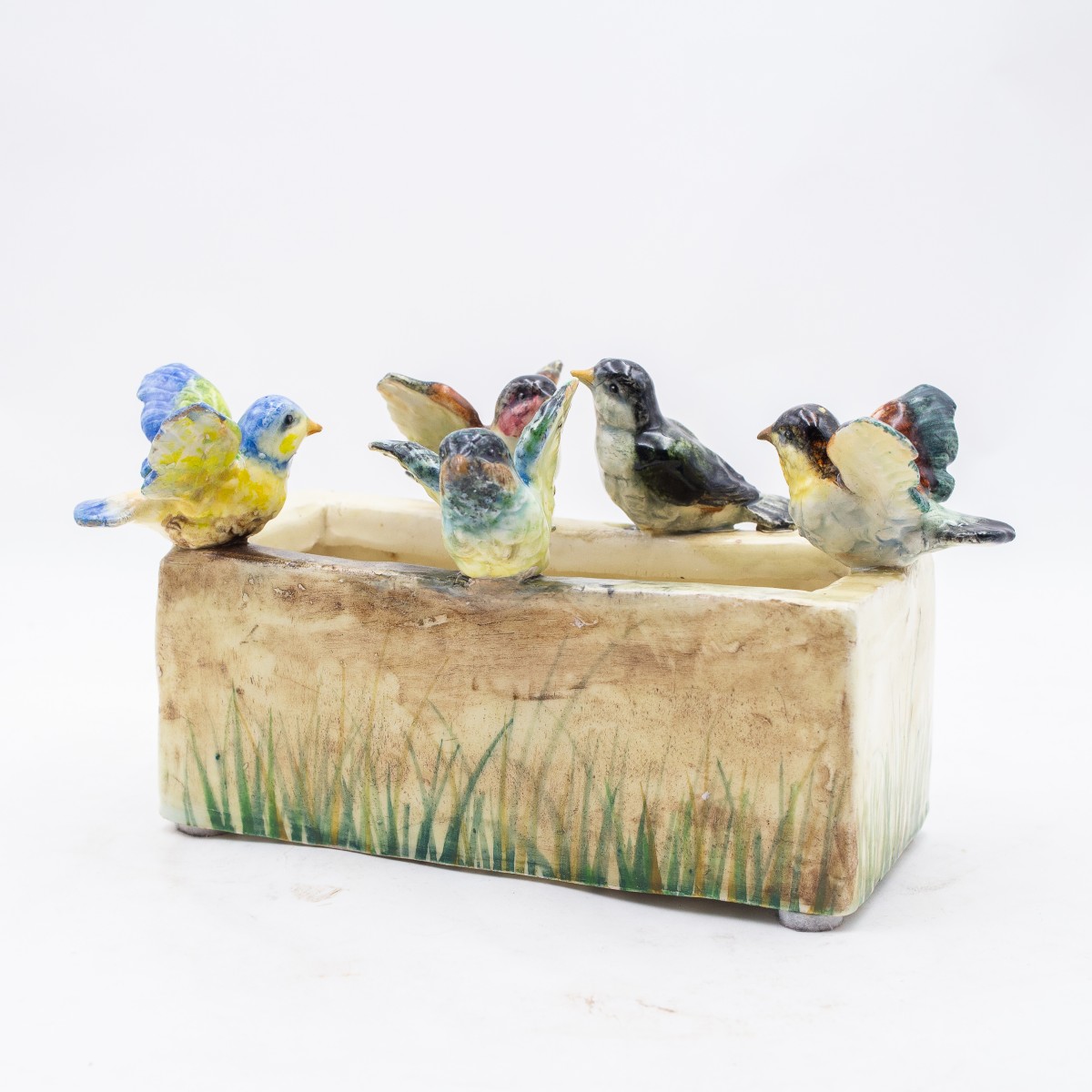Delphin Massier, fioriera jardinière in ceramica , firmato, Primi '900