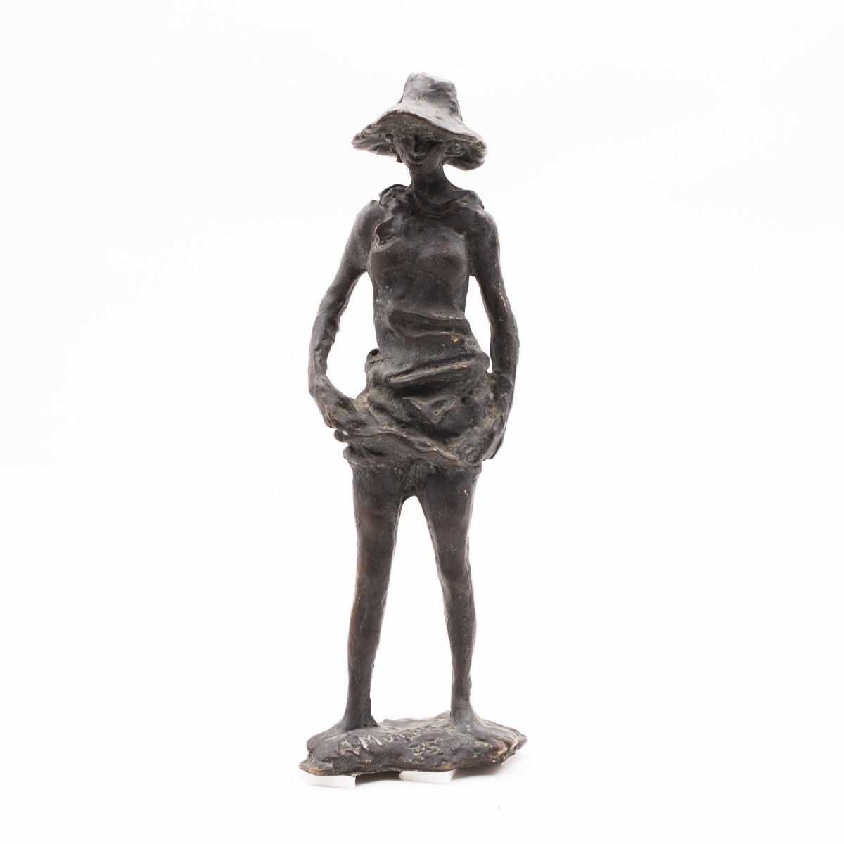Augusto Murer, "Mondina", Bronzo patinato, firmata alla base, 1975