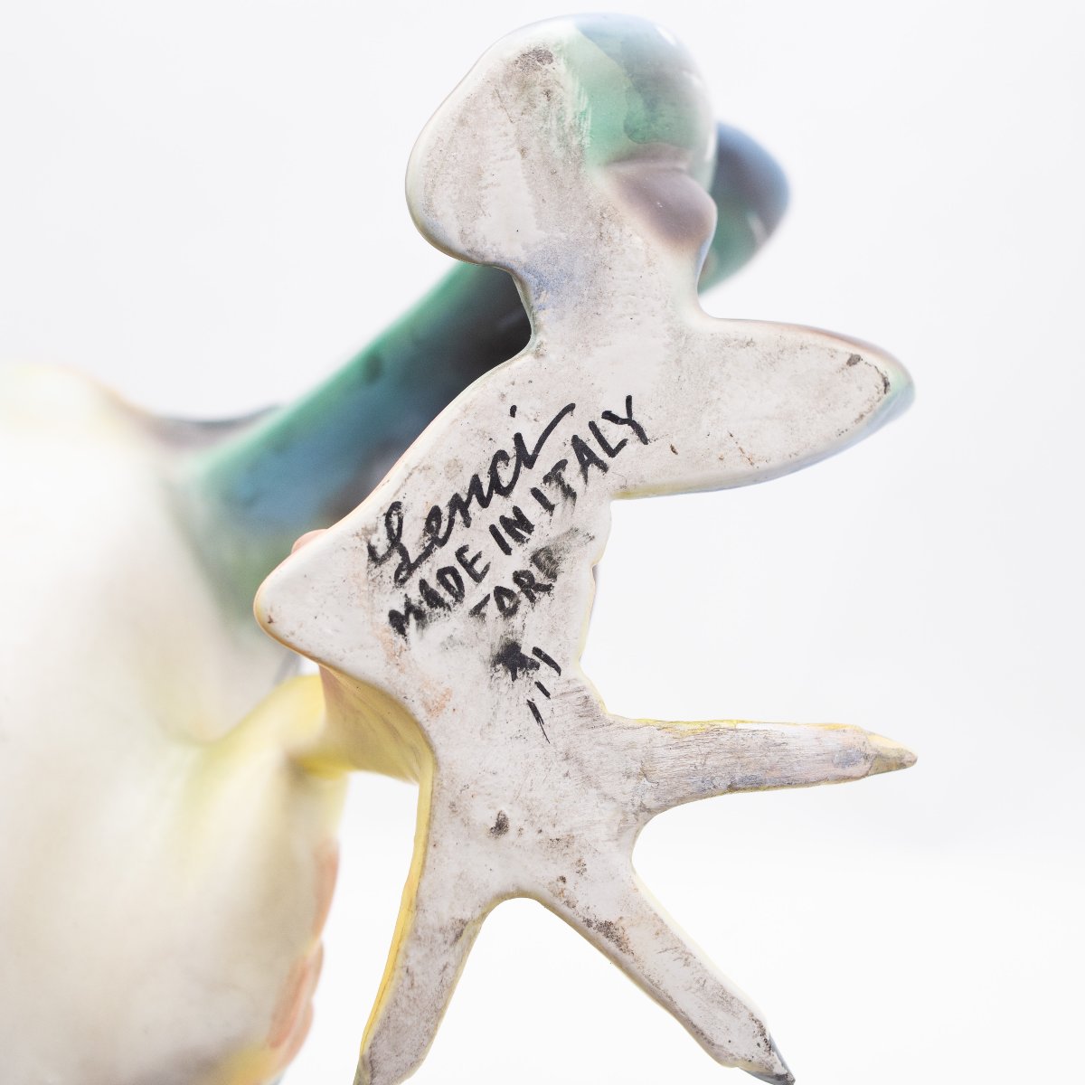 Lenci, "Gallo combattente", Ceramica Policroma, disegno Vacchetti Sandro,  Torino, Anni '30-photo-3