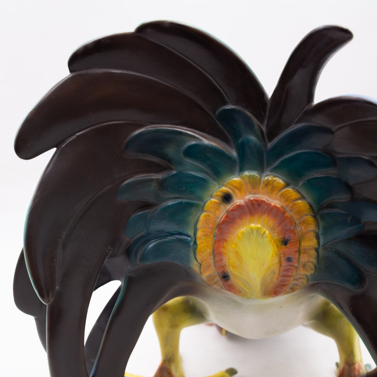 Lenci, "Gallo combattente", Ceramica Policroma, disegno Vacchetti Sandro,  Torino, Anni '30-photo-8