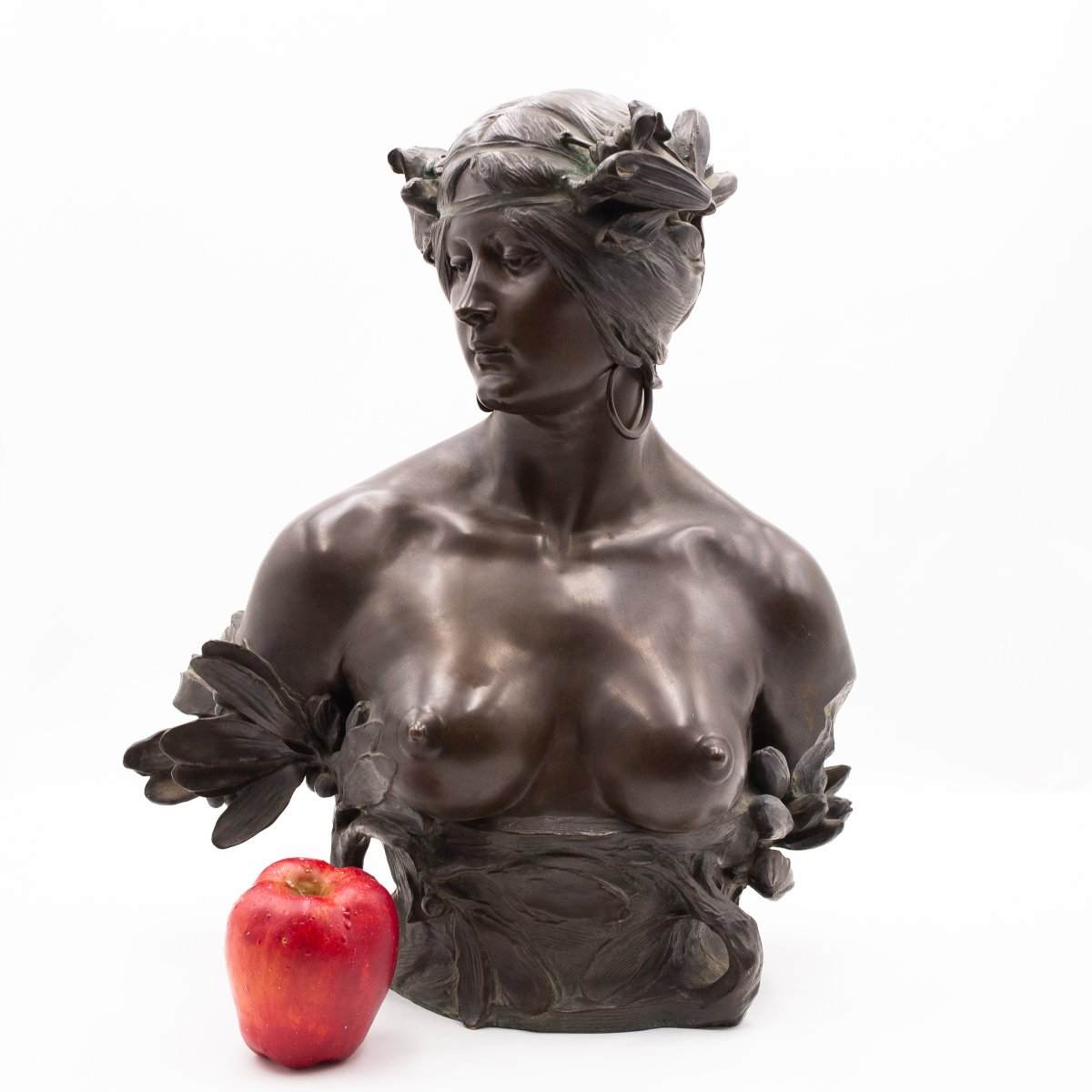 "Fanciulla floreale" – Busto in Bronzo Art Nouveau, An Strunc, 1901-photo-4