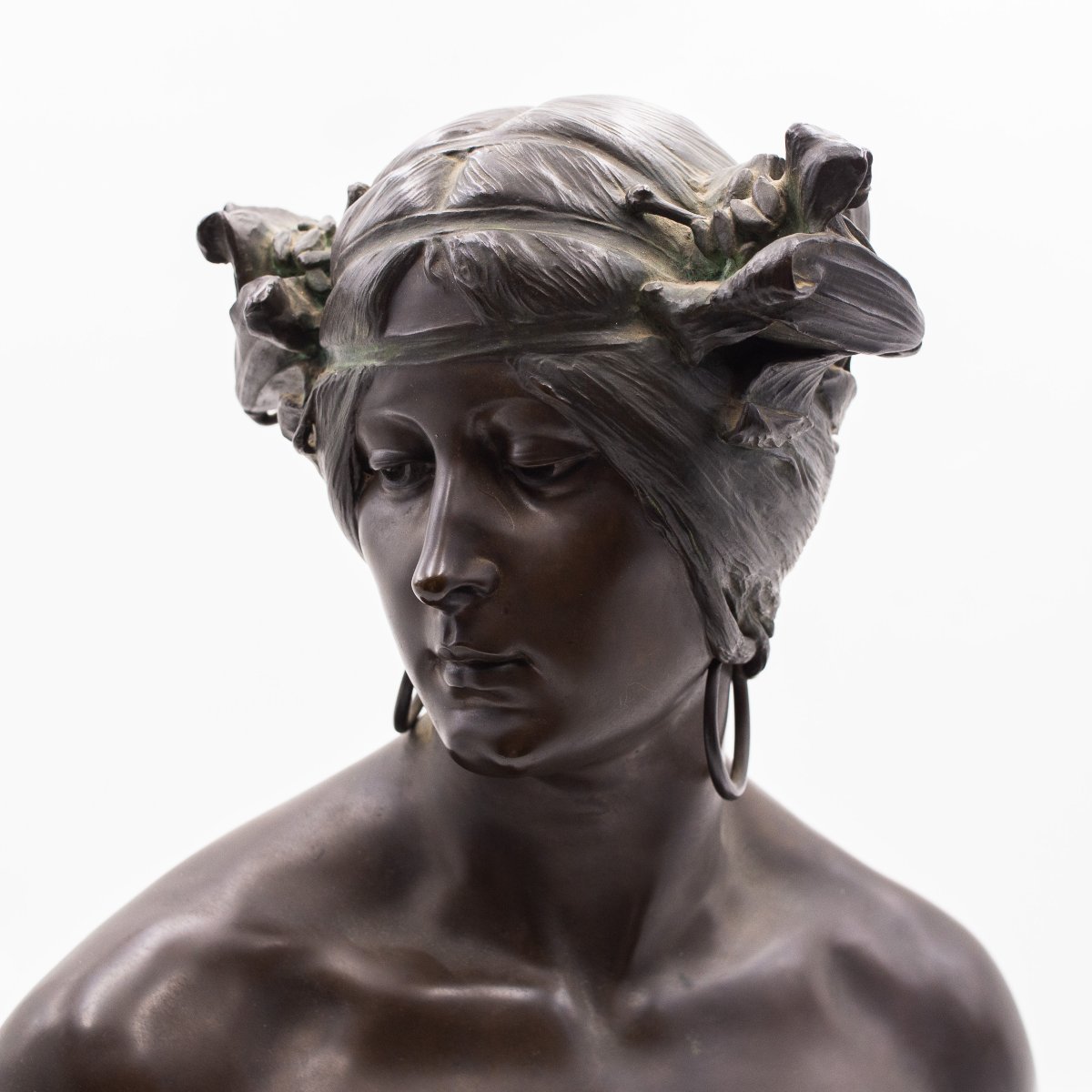 "Fanciulla floreale" – Busto in Bronzo Art Nouveau, An Strunc, 1901-photo-1