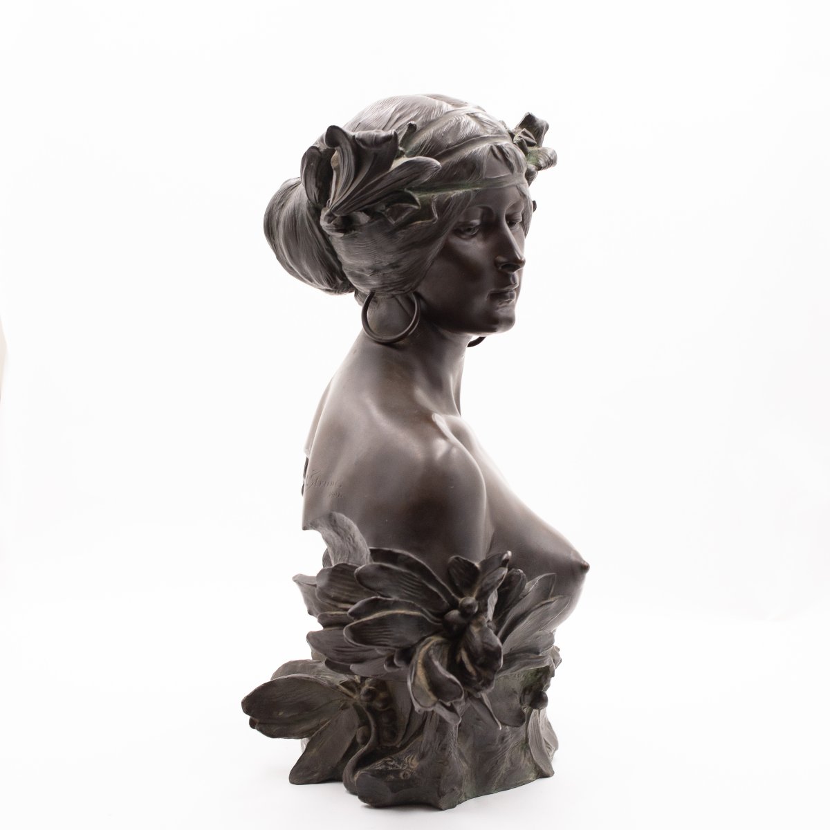 "Fanciulla floreale" – Busto in Bronzo Art Nouveau, An Strunc, 1901-photo-7