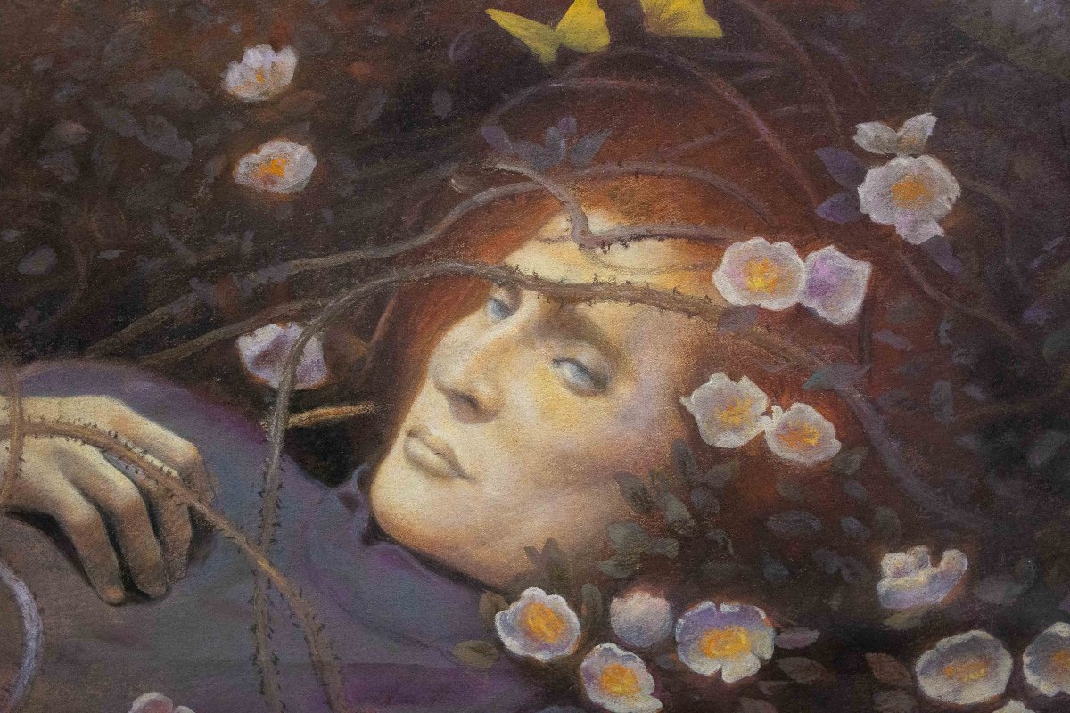 Da E. R. Hughes, "Oh, What's That in the Hollow ?" Primi '900, pastello su carta, firmato-photo-3
