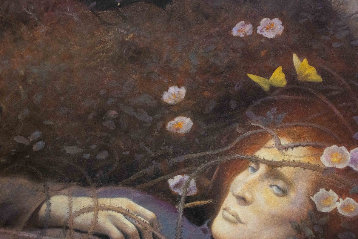 Da E. R. Hughes, "Oh, What's That in the Hollow ?" Primi '900, pastello su carta, firmato-photo-4