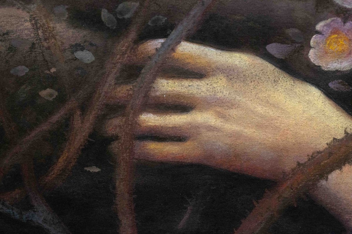 Da E. R. Hughes, "Oh, What's That in the Hollow ?" Primi '900, pastello su carta, firmato-photo-6