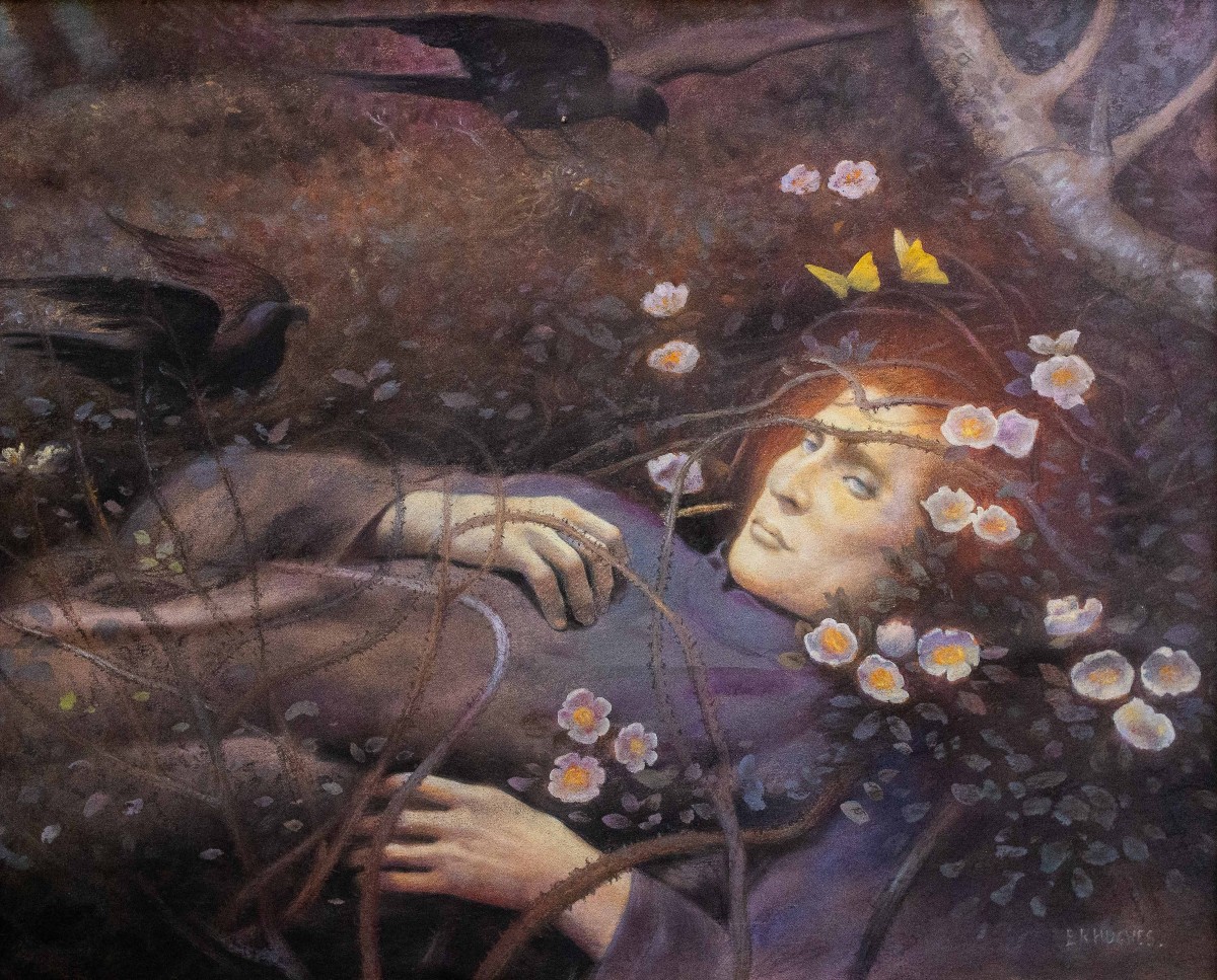 Da E. R. Hughes, "Oh, What's That in the Hollow ?" Primi '900, pastello su carta, firmato