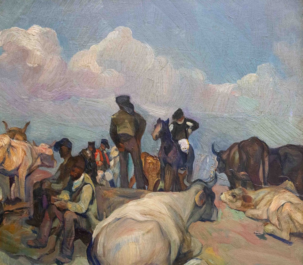 Giuseppe Rivaroli, "Macomer - Sardegna", olio su tela , firmato, 1934-photo-1