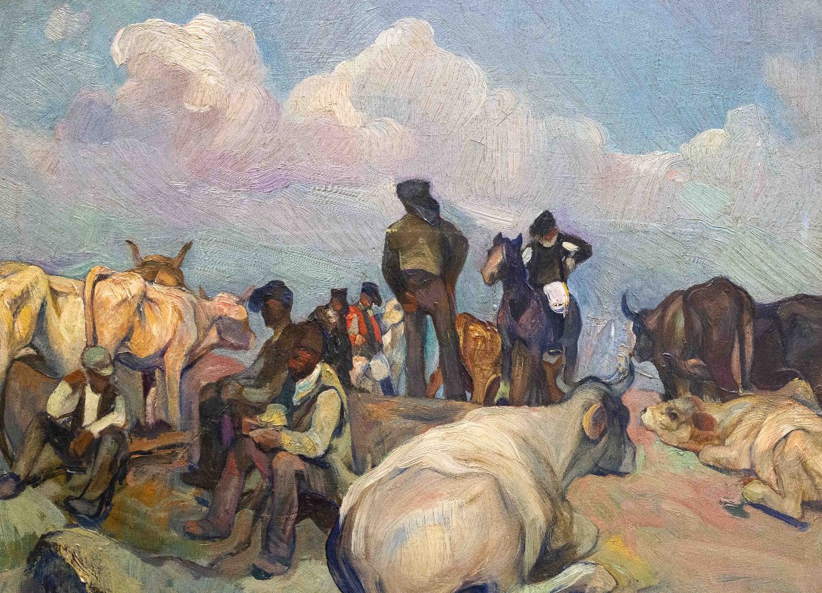 Giuseppe Rivaroli, "Macomer - Sardegna", olio su tela , firmato, 1934-photo-2