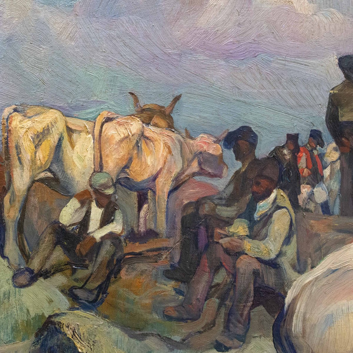 Giuseppe Rivaroli, "Macomer - Sardegna", olio su tela , firmato, 1934-photo-4