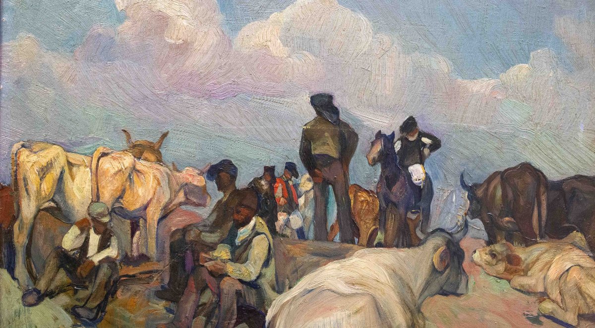 Giuseppe Rivaroli, "Macomer - Sardegna", olio su tela , firmato, 1934-photo-5