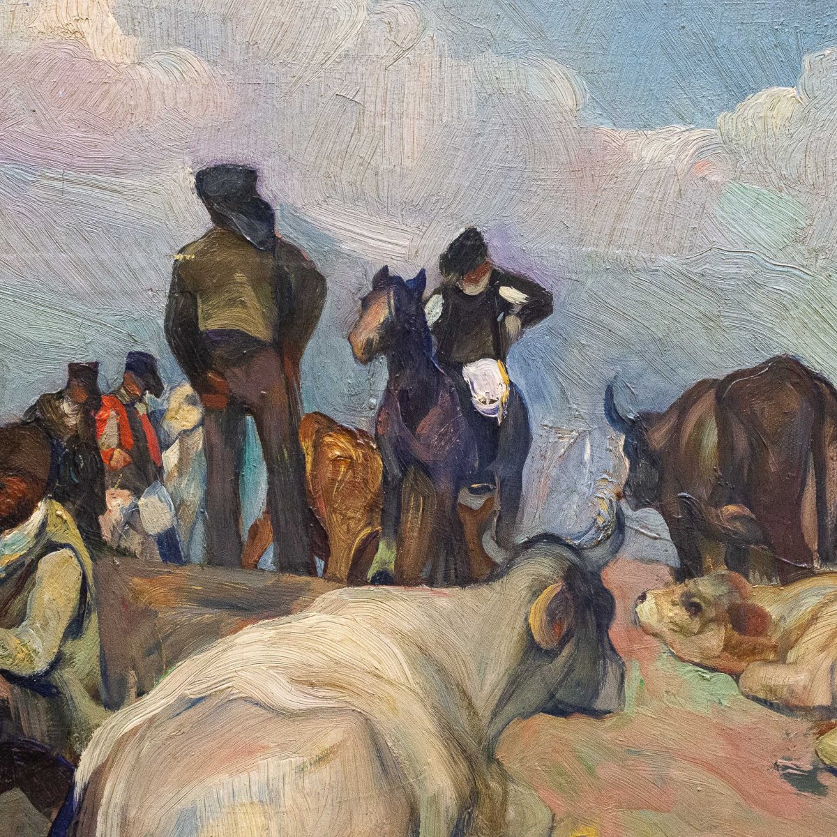Giuseppe Rivaroli, "Macomer - Sardegna", olio su tela , firmato, 1934-photo-6