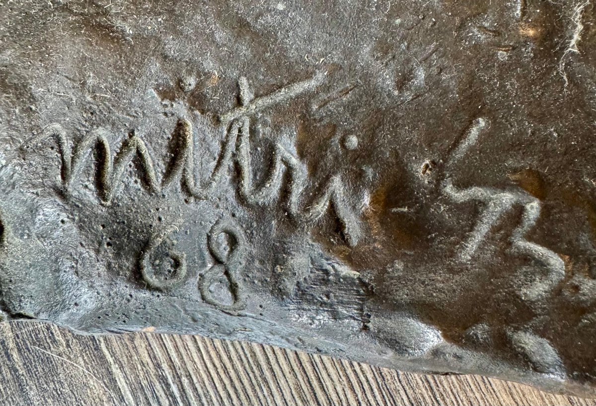 Giovan Battista Mitri, "Cane in ascolto", bronzo, firmato, 1968-photo-2