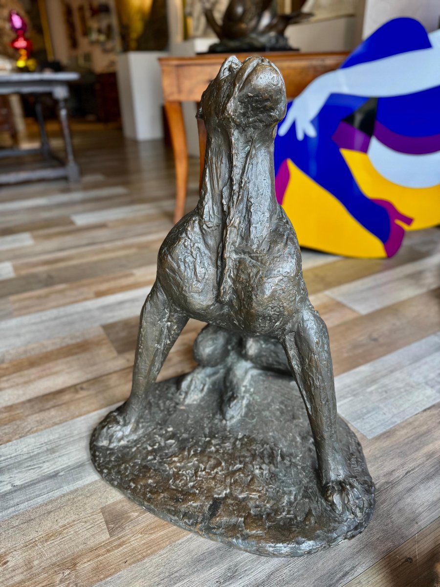 Giovan Battista Mitri, "Cane in ascolto", bronzo, firmato, 1968-photo-3