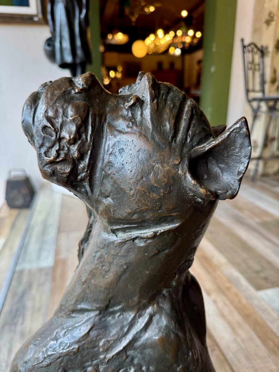 Giovan Battista Mitri, "Cane in ascolto", bronzo, firmato, 1968-photo-1