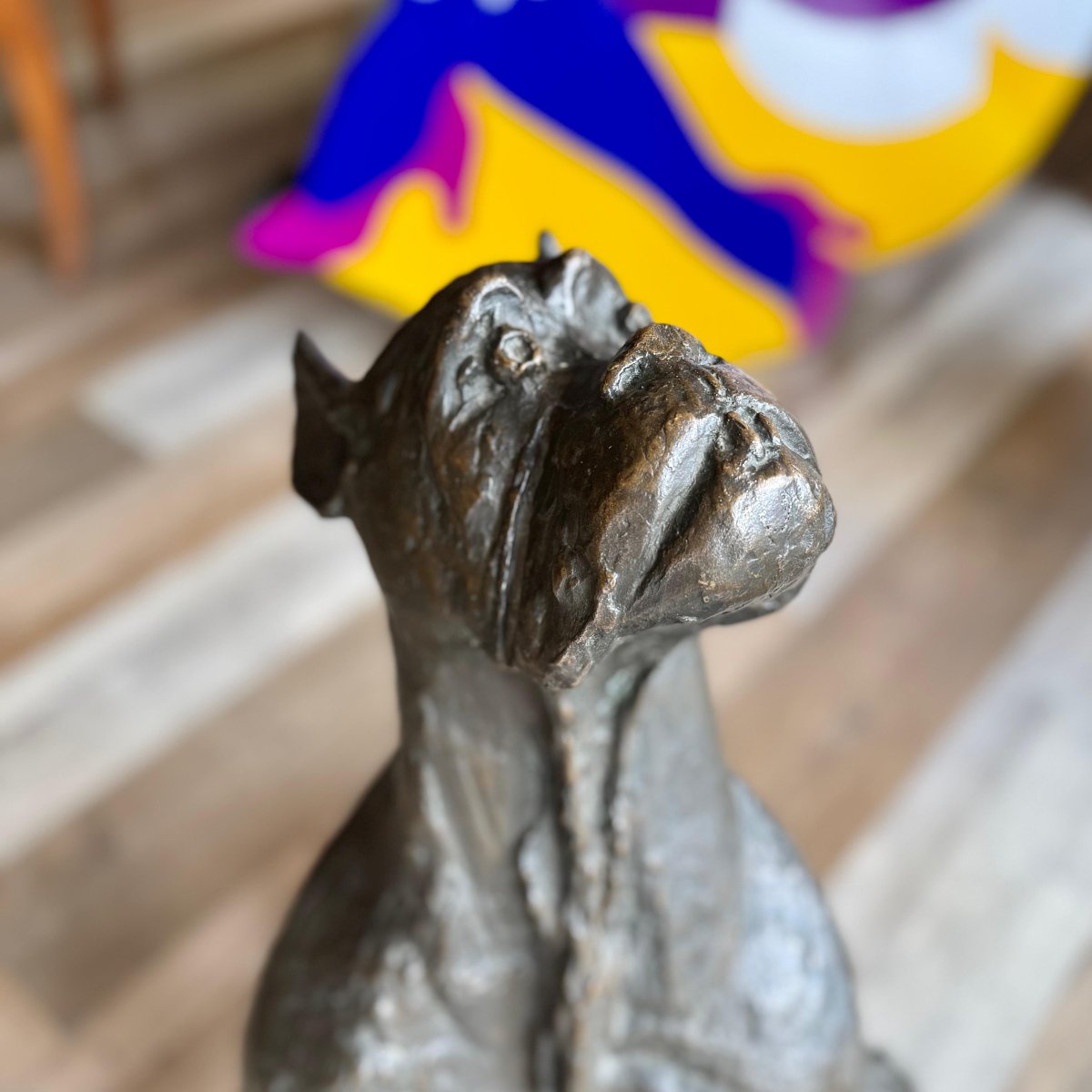 Giovan Battista Mitri, "Cane in ascolto", bronzo, firmato, 1968-photo-2