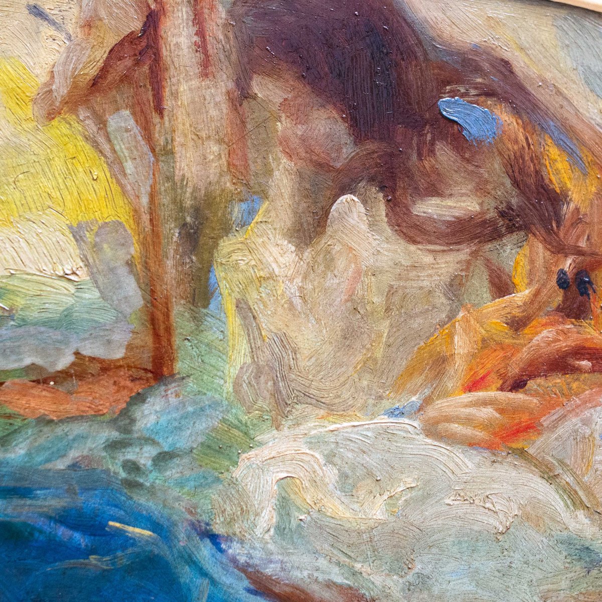 Antonio Piatti, "Stabat Mater", olio su cartone, firmato, 1918-photo-3