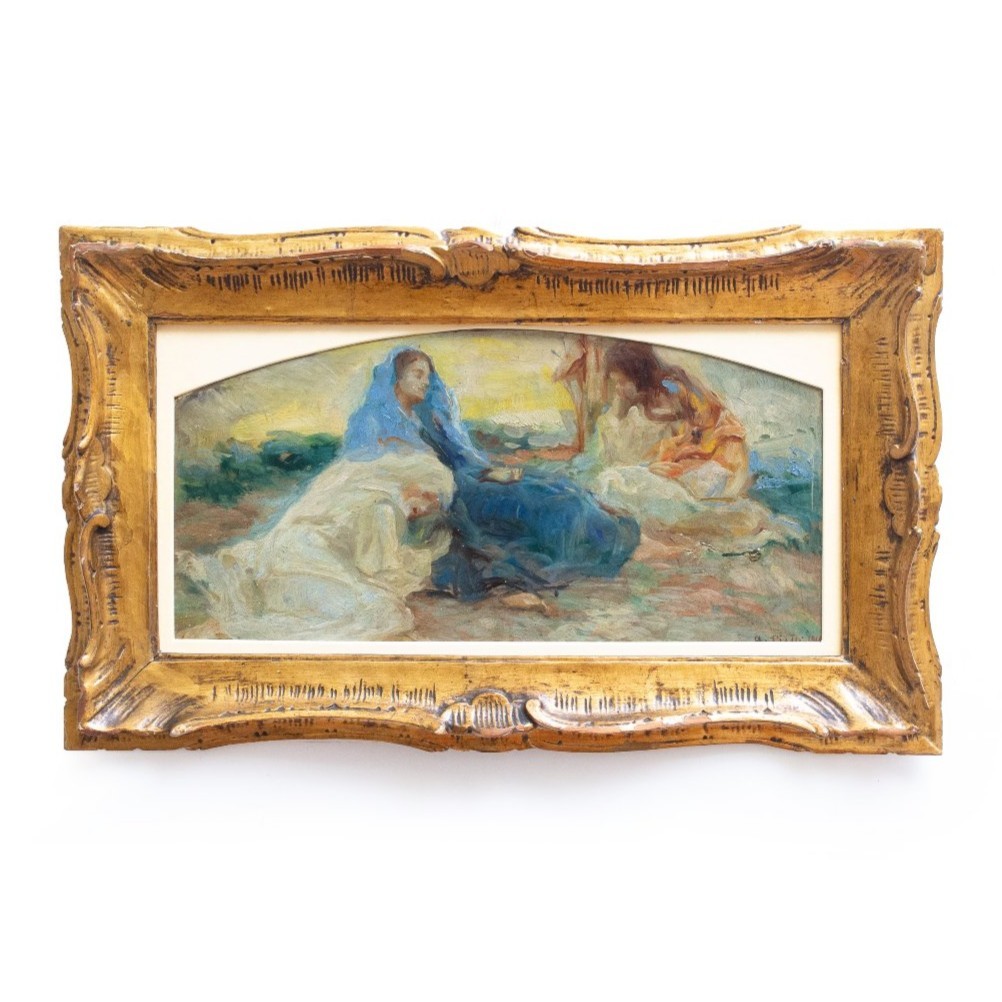 Antonio Piatti, "Stabat Mater", olio su cartone, firmato, 1918