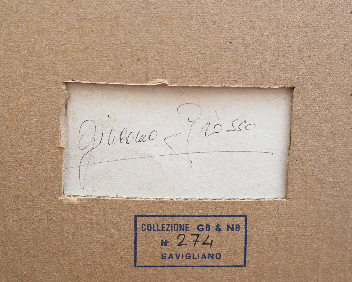 Giacomo Grosso, "Autoritratto", carboncino su carta, firmato,  Fine anni '20-photo-3