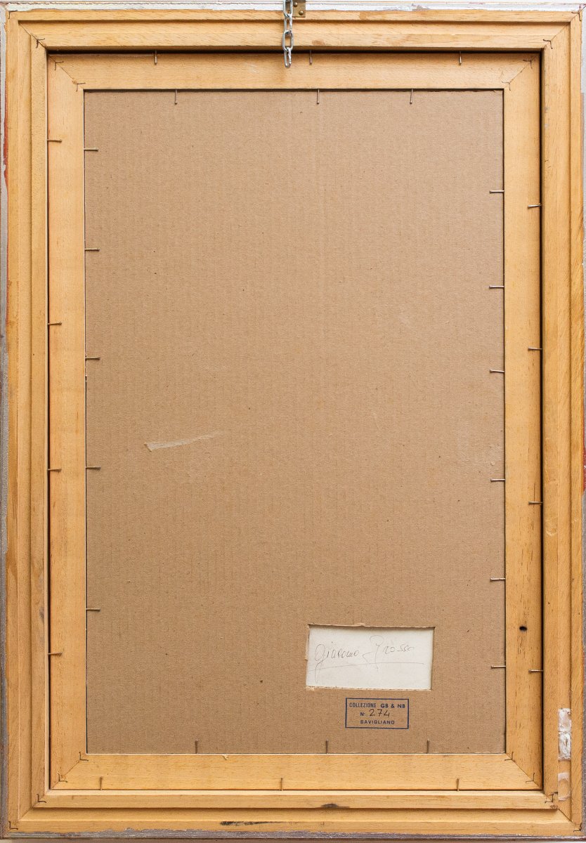 Giacomo Grosso, "Autoritratto", carboncino su carta, firmato,  Fine anni '20-photo-1
