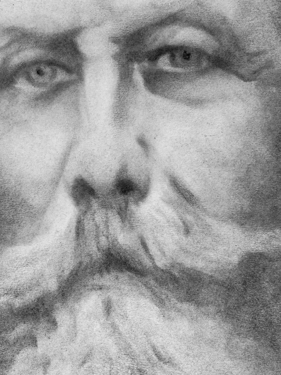 Giacomo Grosso, "Autoritratto", carboncino su carta, firmato,  Fine anni '20-photo-3