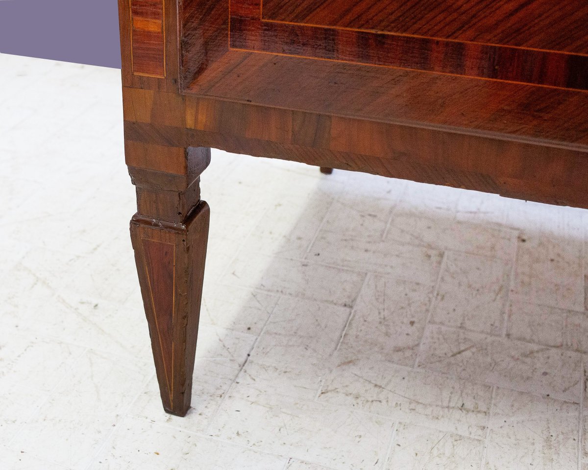 Cassettone in noce con intarsi, originale Luigi XVI, Fine '700-photo-3