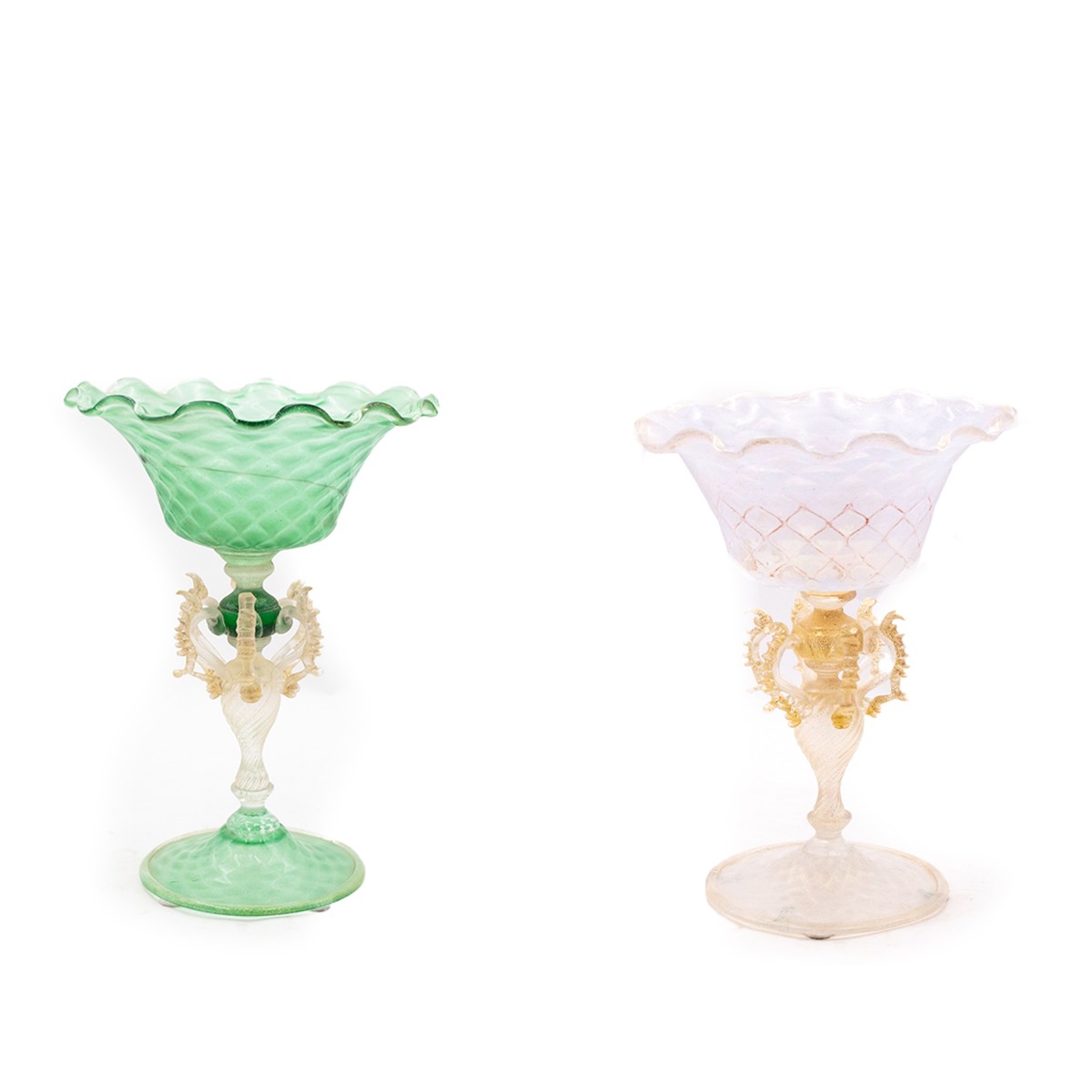 Coppia di Coppe in vetro di Murano, Epoca Primi '900