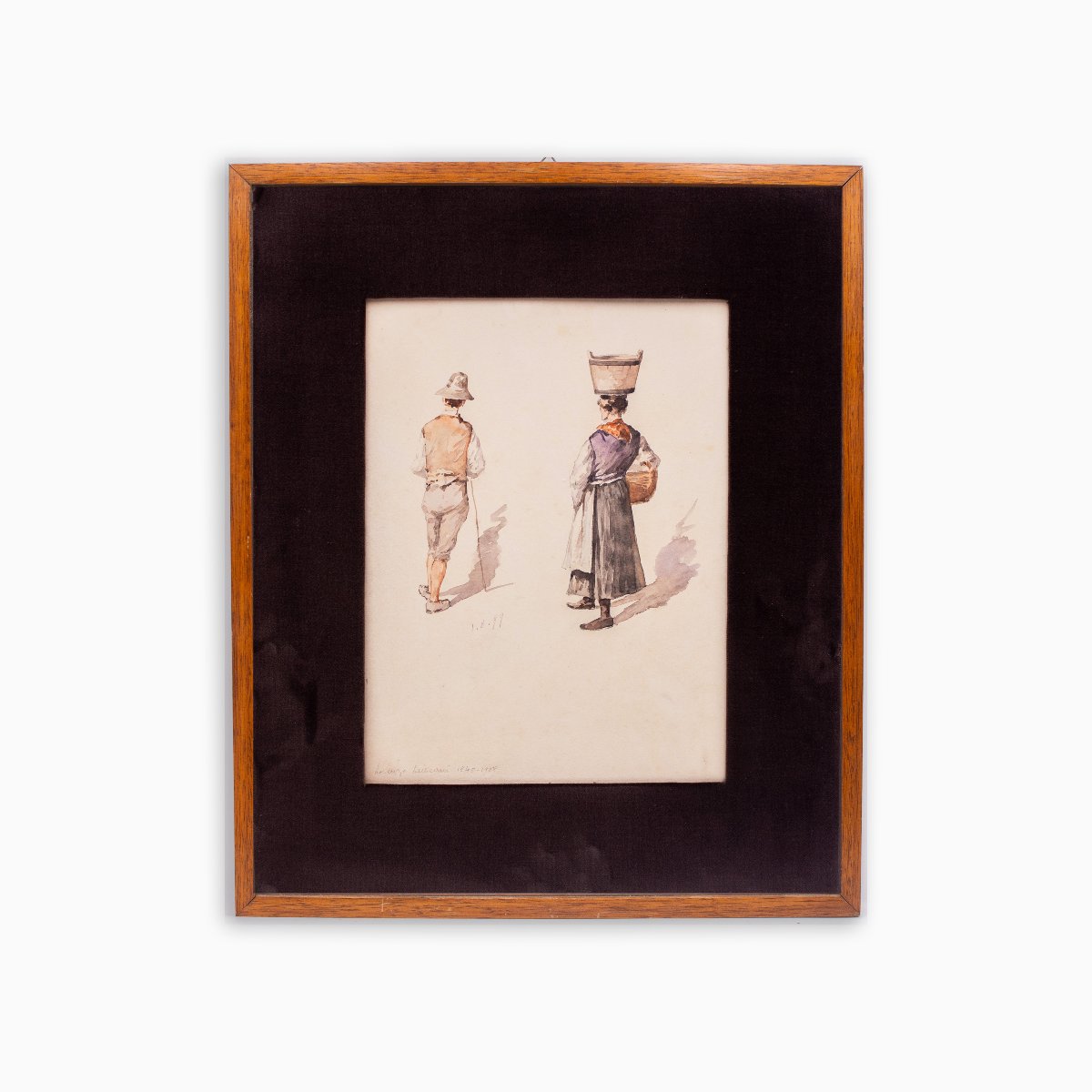Lorenzo Delleani, "Figure Popolari", acqurello su carta, 1.8.1899-photo-2