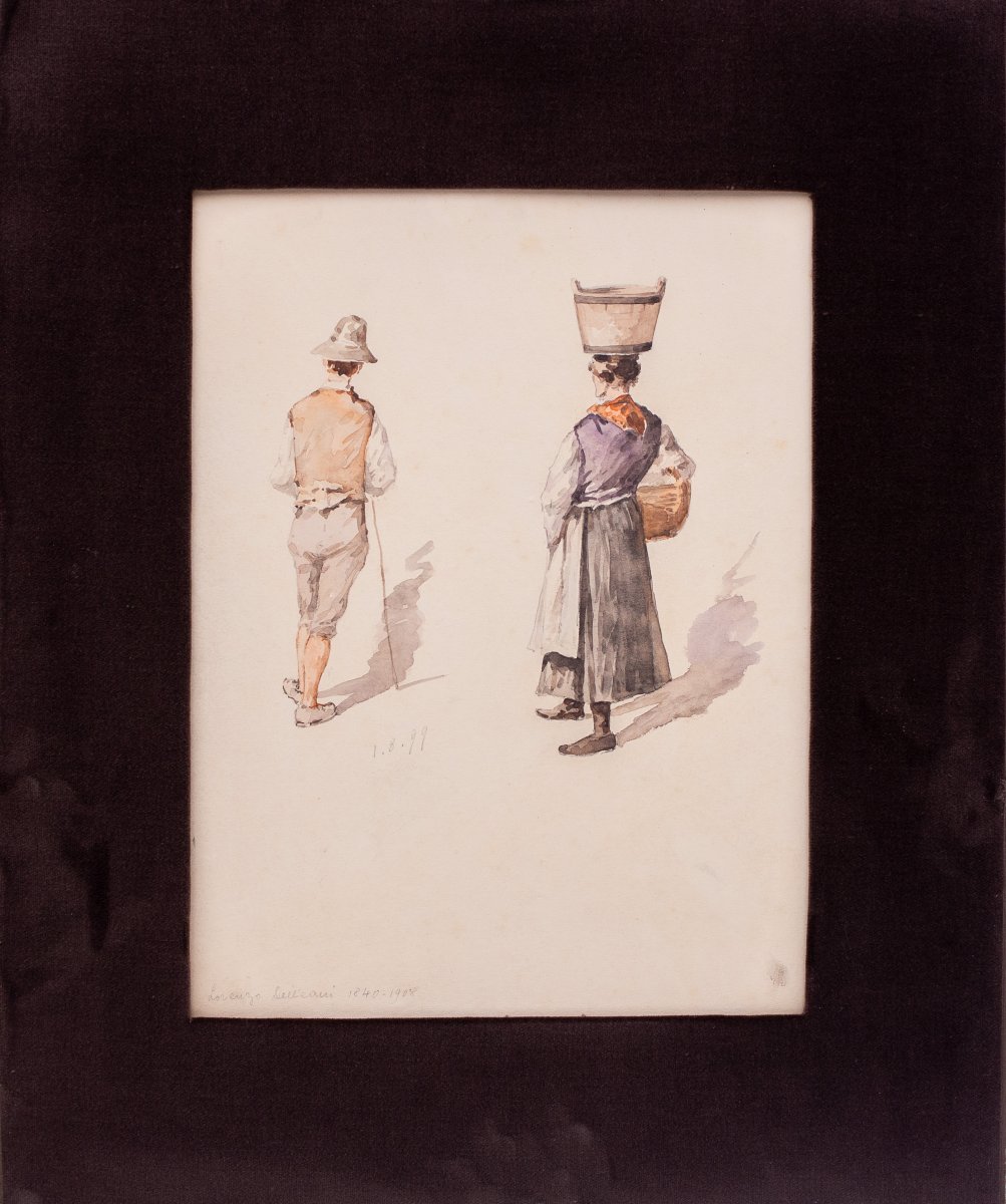 Lorenzo Delleani, "Figure Popolari", acqurello su carta, 1.8.1899-photo-3