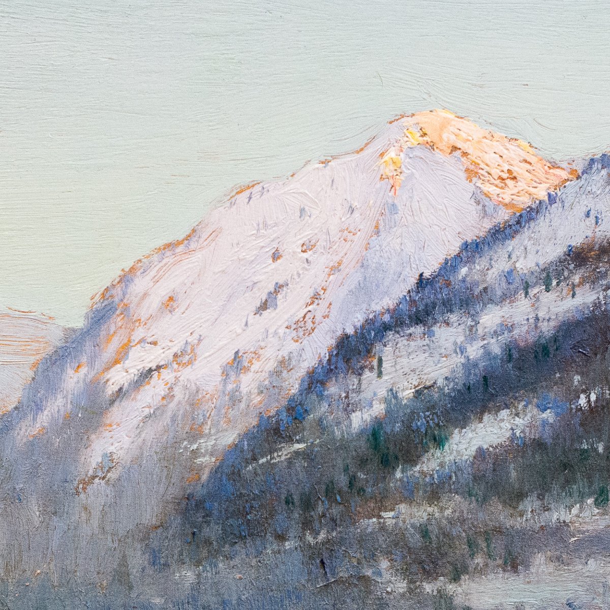 Giuseppe Bozzalla, "Alba a Gressoney", olio su tavoletta, firmato, 1906-photo-5