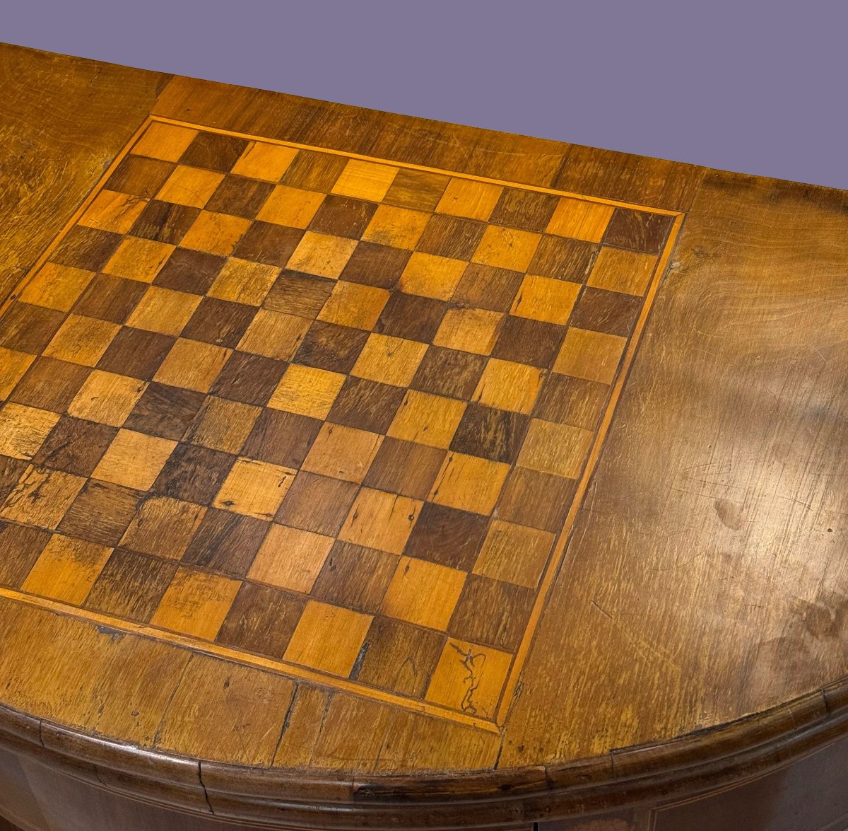 Tavolo mezzaluna da gioco in noce, Primi '800-photo-2