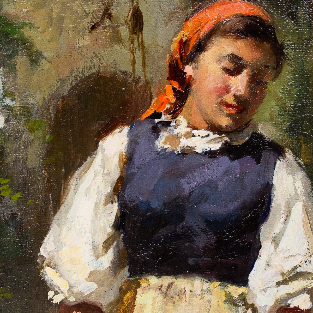 Antonio Milone, "La Lavandaia", olio su tela, Anni '40-photo-3