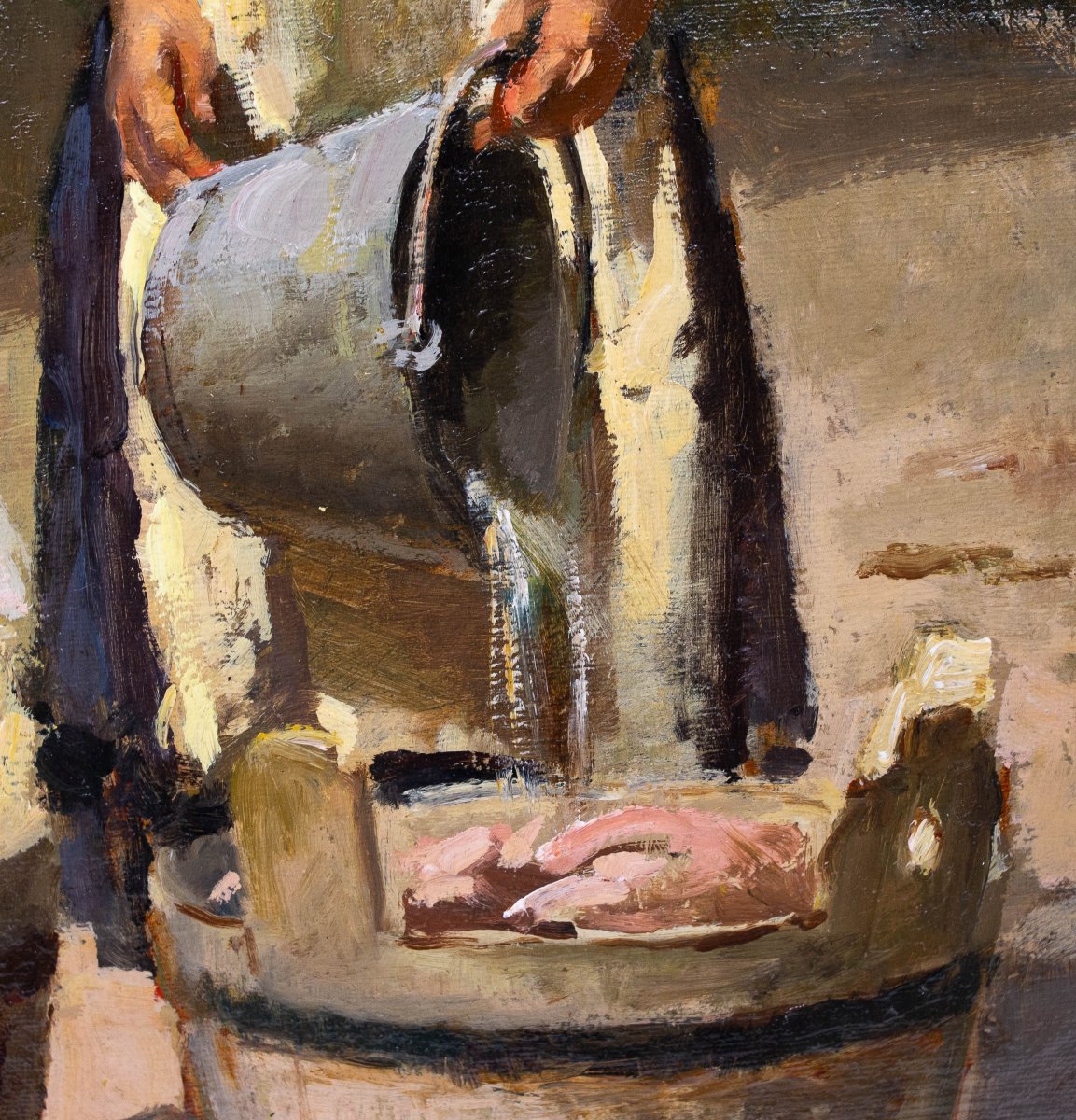Antonio Milone, "La Lavandaia", olio su tela, Anni '40-photo-4
