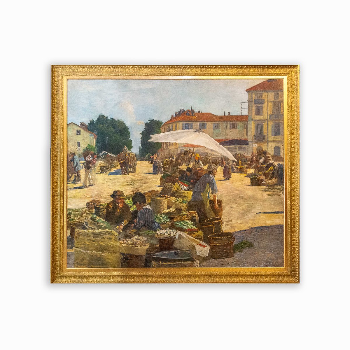 Pugliese Levi Clemente, "Mercato di Porta Palazzo" - Torino, olio su tela, firmato, 1920-photo-4