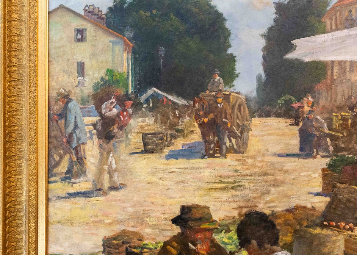 Pugliese Levi Clemente, "Mercato di Porta Palazzo" - Torino, olio su tela, firmato, 1920-photo-1