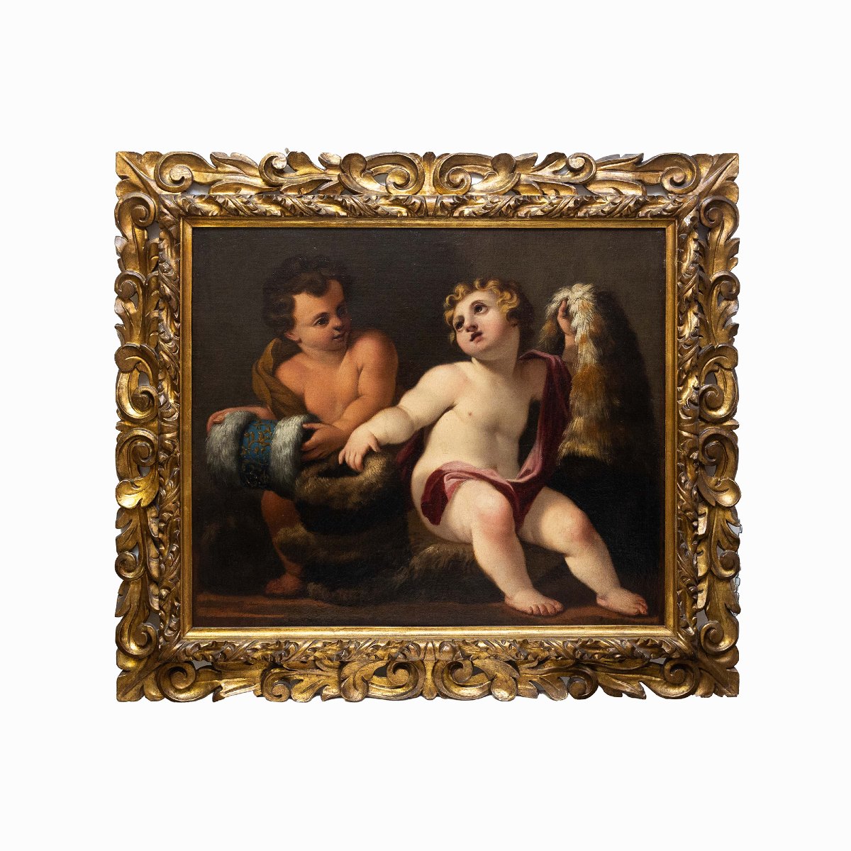 Scena religiosa, "Putti", olio su tela, Epoca '700-photo-2